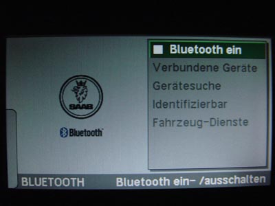 Bluetoothmenü des Infotainment. 